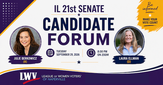 IL 21st Senate Candidate Forum will be held on September 29 at 8 pm.